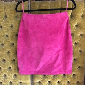 AUTHENTIC NIEMANN MARCUS PINK LEATHER PENCIL SKIRT